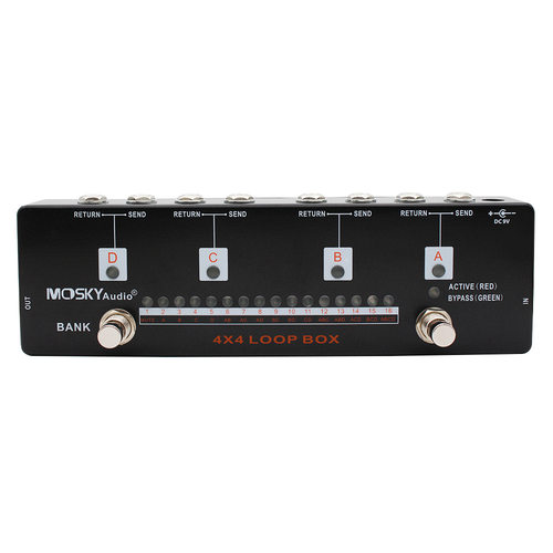 MOSKY 4X4 LOOP BOX 可视化 2个按键  16种编程效果器组合选择