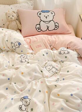 GTPA套类母婴级双层纱四件套小新水清洗棉单被大版枕套宿舍三件套