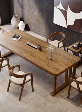 实大板茶木桌桌椅组GSU合简约台现代茶泡茶桌子会议大型茶桌办公