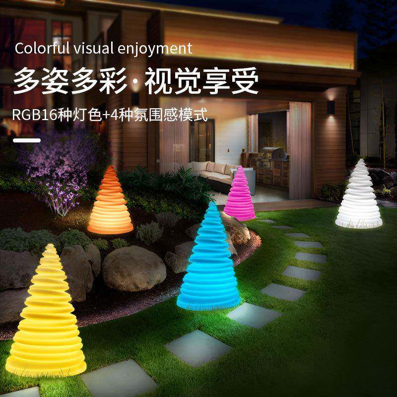 遥LED七发光圣诞树灯XCD控创意彩节日装饰台灯型滚塑造灯充电小夜