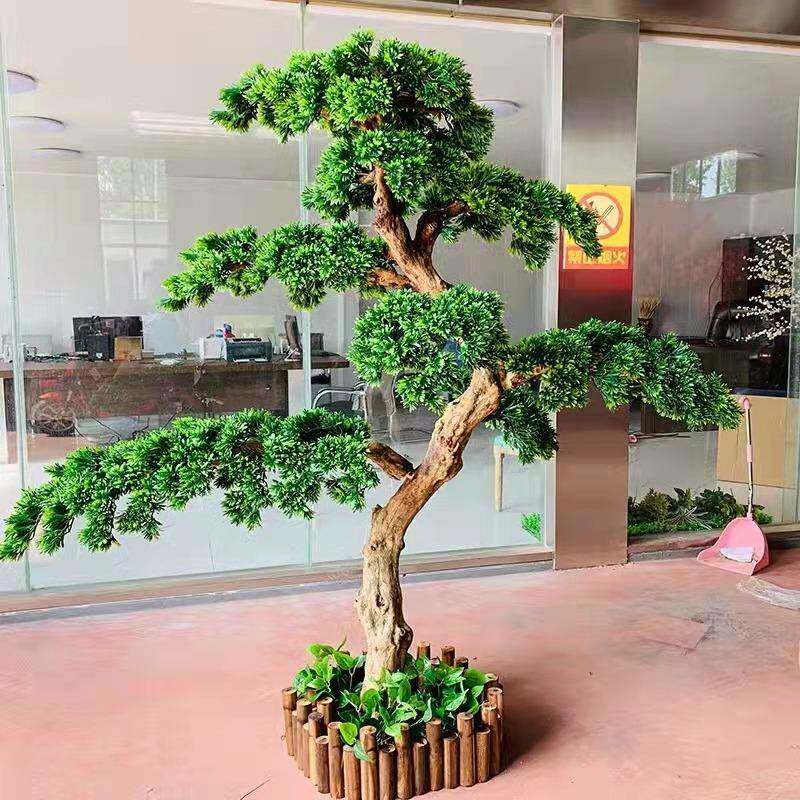 仿真树迎客IJA松新假中式楼装饰下摆件室内大型景观松树绿植造景