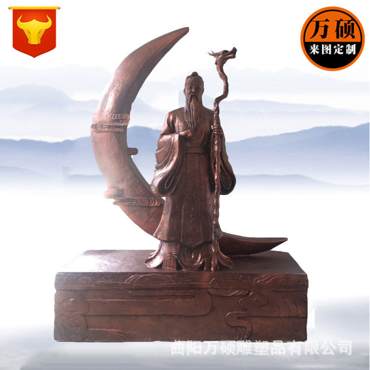 玻璃钢仿铜人物雕塑制作 玻璃钢月老雕塑 景区爱情主题雕塑摆件