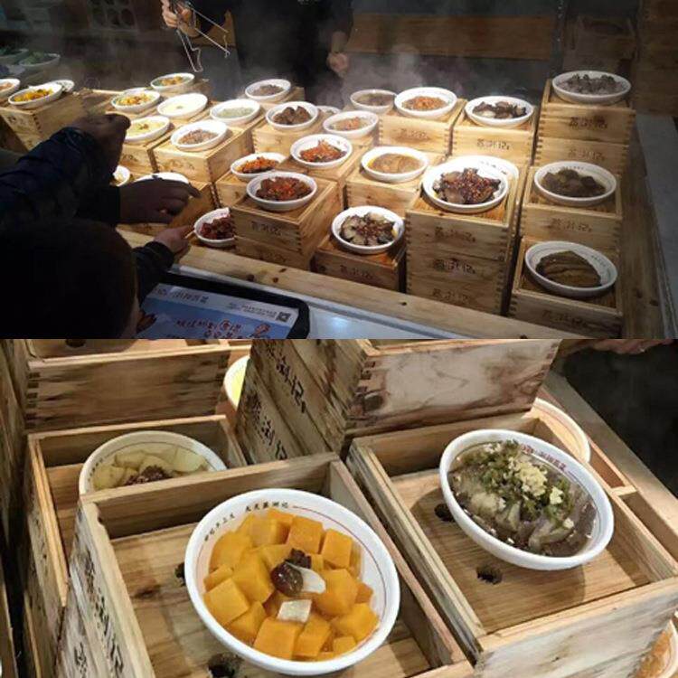 木制小GNQ不碗菜快餐售锈卖台钢商电热浏阳蒸菜台保温用台