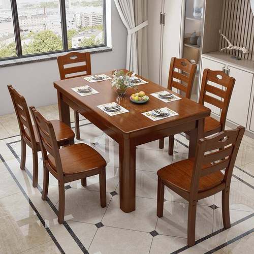 LUR实木餐桌椅组合现代简约长方中形方桌小户型方家型用四人吃饭