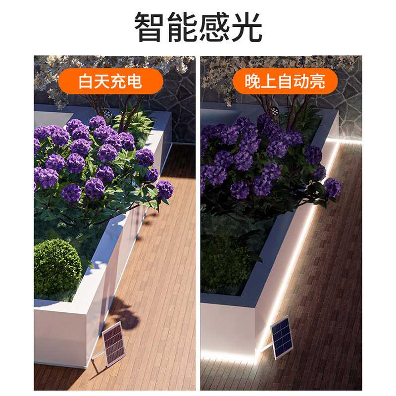 太阳能灯带户外防水LED庭院装饰软灯条超亮花园阳台氛围亮化灯