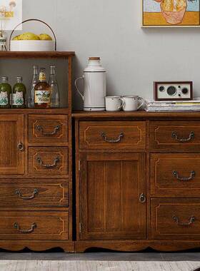 润盛美乡村实木斗柜简约式客厅柜复古储物多广层纳DGK收柜卧室边