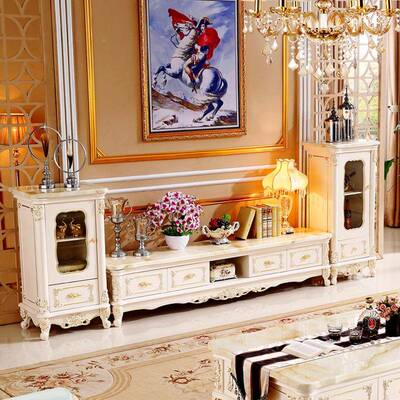 欧视式电柜酒柜木组合客厅大理石茶几实边高柜矮柜储84308物柜别