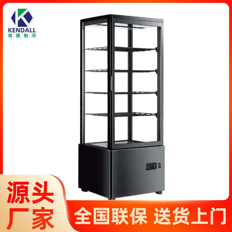 商用四面透明玻璃展示柜饮料展示柜台式冷藏柜立式熟食饮料黑冷柜