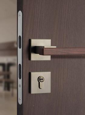 新间中式ICC房门锁分体卧室门锁室家内磁木吸门锁静音房青古铜用