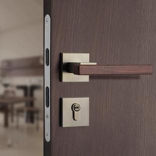 新间中式 ICC房门锁分体卧室门锁室家内磁木吸门锁静音房青古铜用