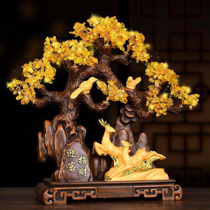 发财树商开树业GY081摆水晶摇财务客厅件玄关电视柜装饰品办公室