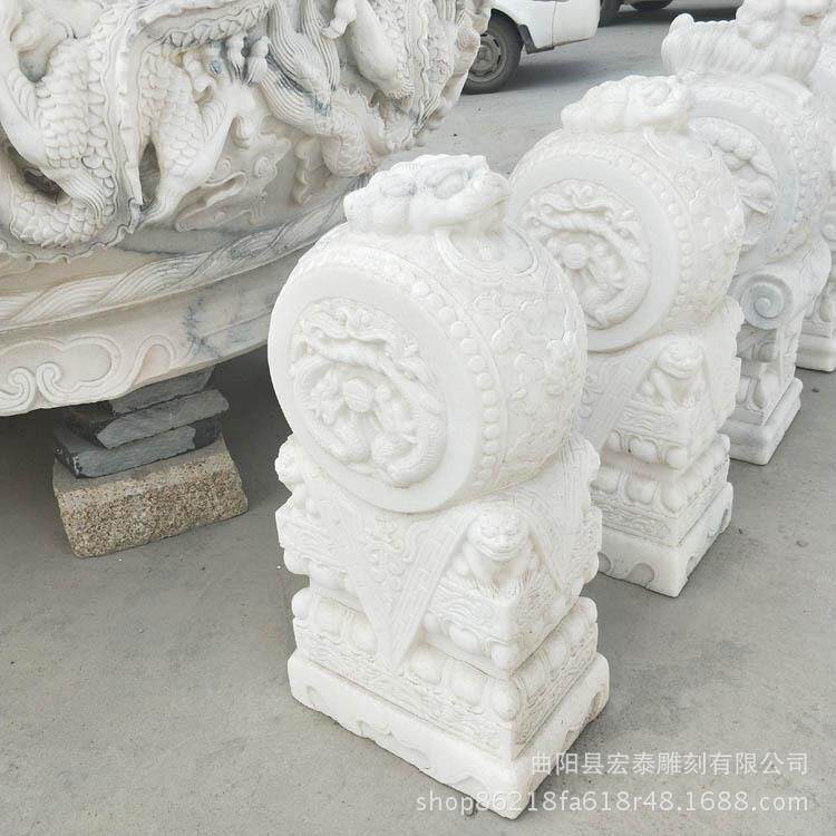 石汉玉门墩狮子大象貔貅抱仿鼓白石GJH户外雕古做旧石鼓摆件