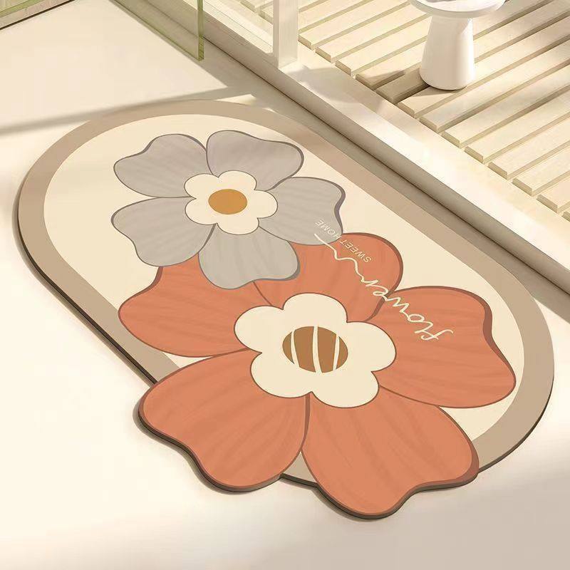 小石头welcome浴室防滑垫硅藻泥地垫厕所吸水速干脚垫入户门地垫