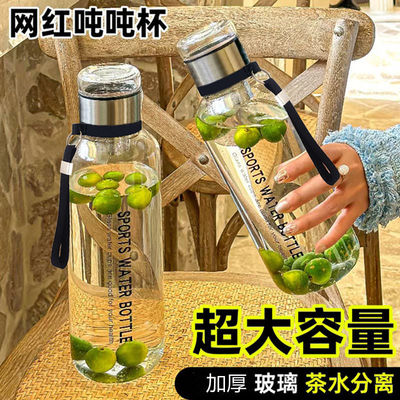2025新款耐温带温加厚玻璃大容量茶水分离水壶吨吨桶泡茶杯