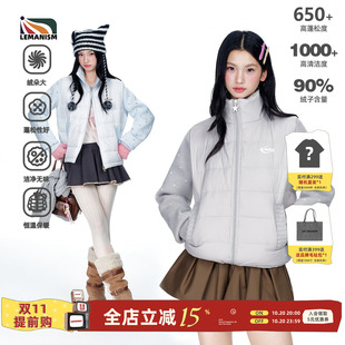 明星同款lemanism美式潮流拼接针织袖羽绒服女生2026冬季保暖外套