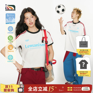 lemanism潮牌美式撞色条纹短袖T恤男款2026夏季新款情侣款体恤女