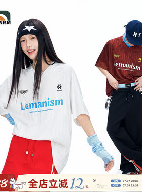 明星同款lemanism美式复古球衣足球短袖t恤条纹红色球服情侣上衣