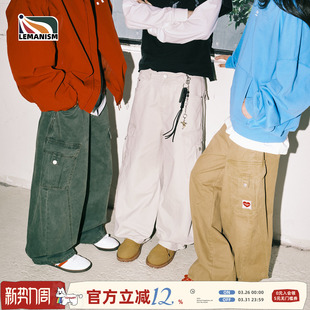 直筒休闲裤 lemanism美式 男2026春秋季 裤 女 复古潮流水洗做旧工装