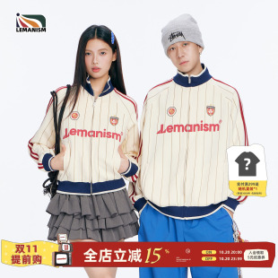 lemanism美式潮牌两条杠外套男2026秋季新款夹克女情侣款条纹上衣