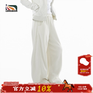 摇粒绒休闲裤 直筒加厚裤 卫裤 情侣款 子 男2025秋冬新款 lemanism美式
