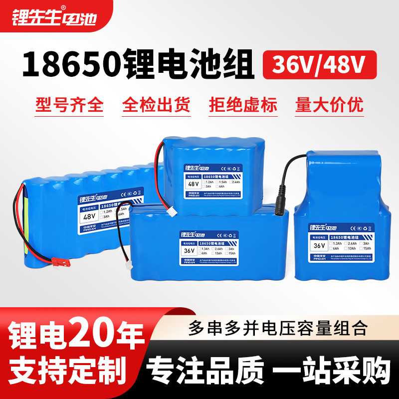 定制10串13串18650锂电池组36v48v大功率电动自行车滑板车电池
