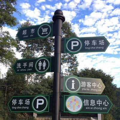 导向牌指路牌指示牌落地式方向标示架公园小区引导旅游牌logo制作