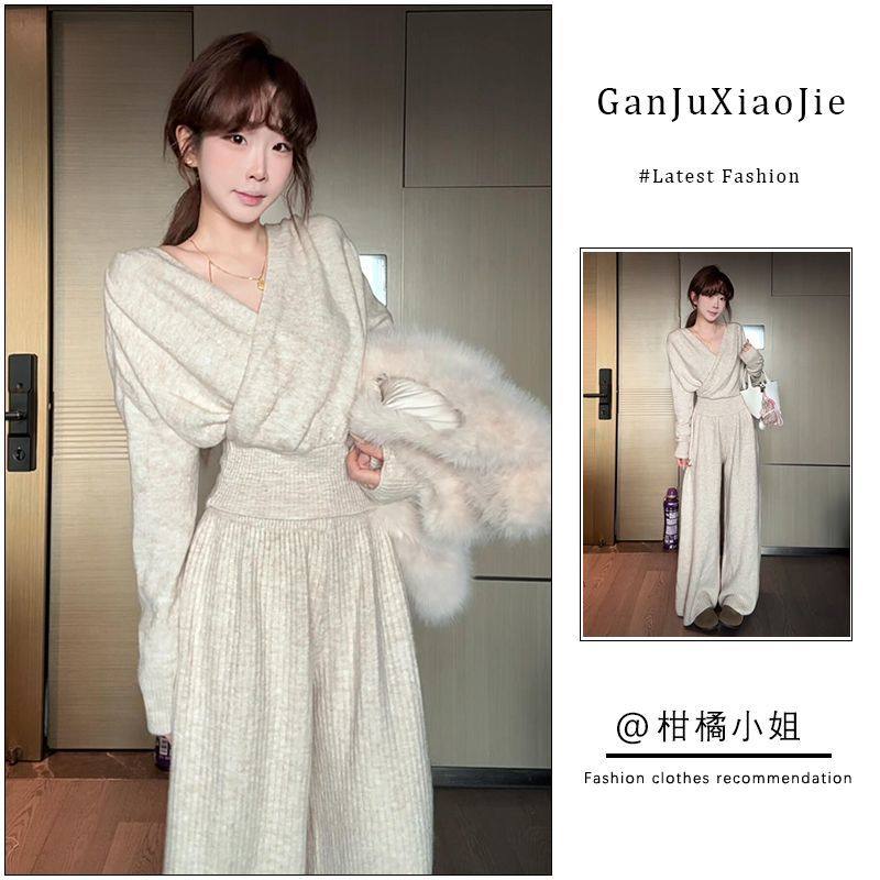 韩系一整套深冬穿搭休闲针织两件套装秋冬季超火巨好看时尚高级感