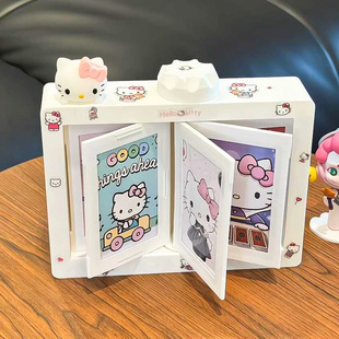 拍立得旋转相框摆台明星小卡展示架追星双人多张三寸翻转桌面收纳