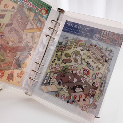 造景贴纸收纳册A5活页收纳本相册拍立得明信片小卡卡册a4一宫格大尺寸大号造景贴纸收纳盒微缩场景贴纸收集册