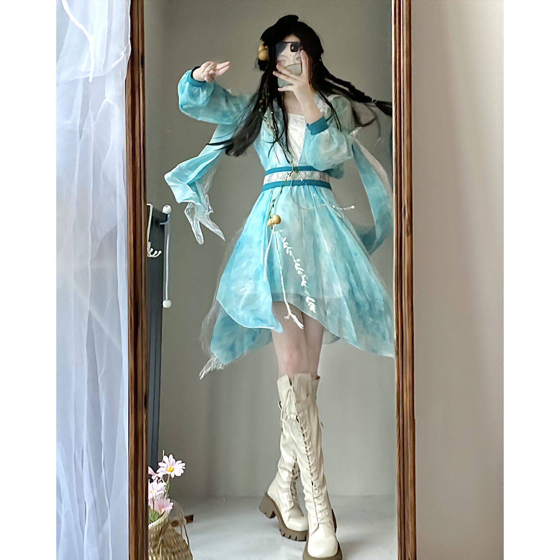 汉服女复古中国武侠古装齐腰改良汉元素套装仙气国风cosplay服装