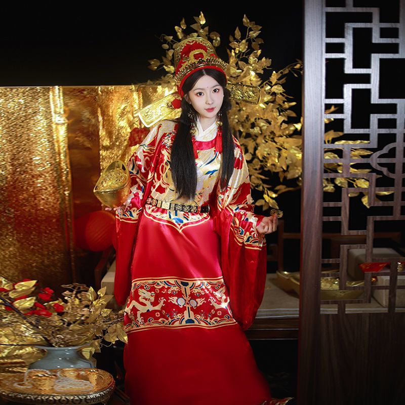 财神爷服装全套成人男女新年会开业戏剧衣服饰cosplay汉服圆领袍