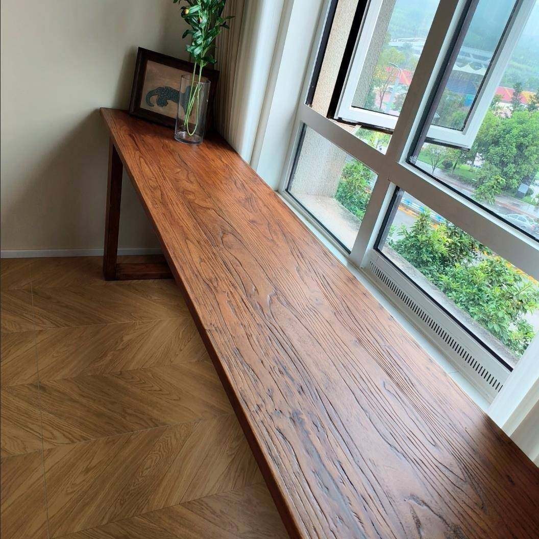 老榆木实木长条桌茶桌双人书桌餐桌办公桌吧台大板桌电脑桌学习桌