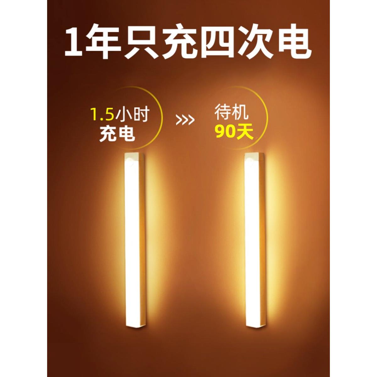 带充电接线磁性自粘长Led灯泡灯条走廊衣柜灯控制柜床头灯