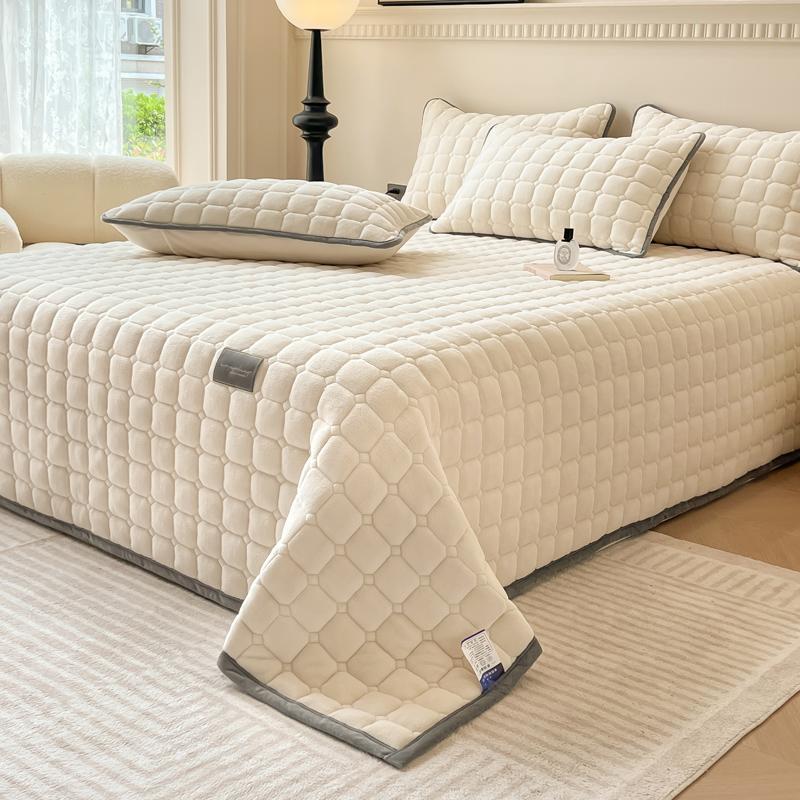 加厚牛奶绒床盖单件2024新款保暖冬天加绒床单枕套三件套双人垫单