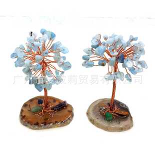 水晶碎石玛瑙片底座招财树发财树装饰摆件家居创意工艺品桌面摆件