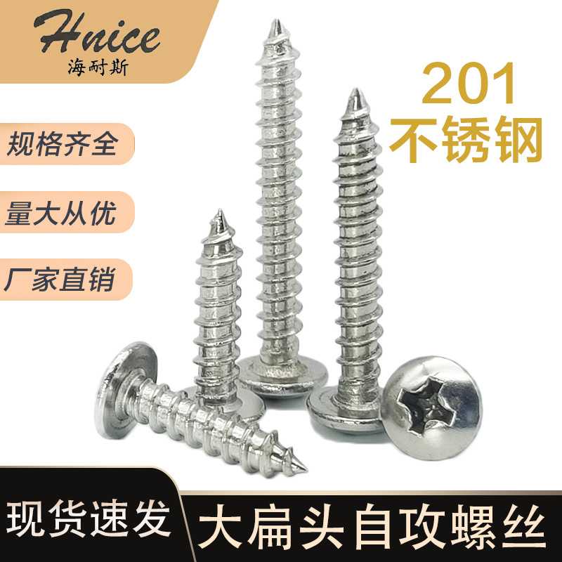 201不锈钢大扁头自攻螺丝钉 扁圆头蘑菇头自攻钉伞头十字槽自攻TA