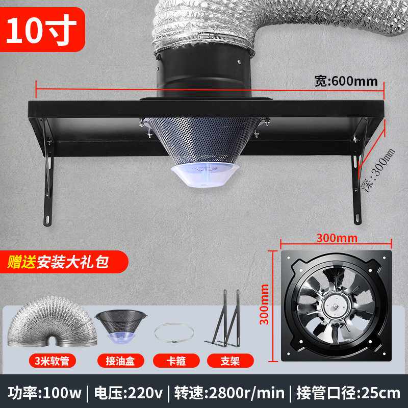 10寸大吸力吸油烟机排风扇家用厨房出租屋简易挂壁强力排气油烟机