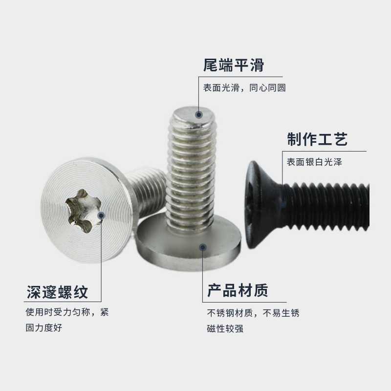 微型精大平头内梅花槽机螺钉304不锈钢沉头CD纹螺丝