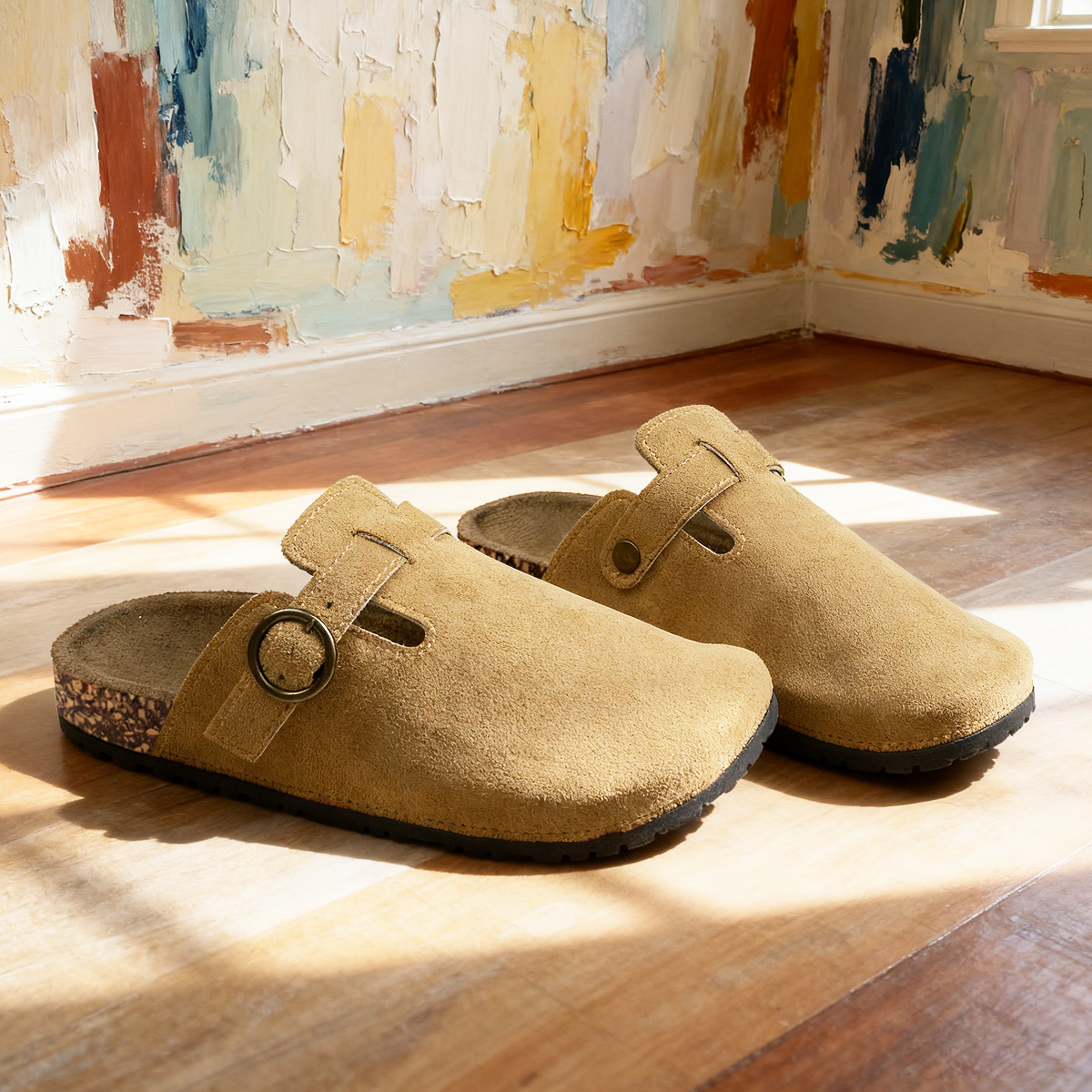 四季爆款女鞋反绒皮勃肯鞋一脚蹬