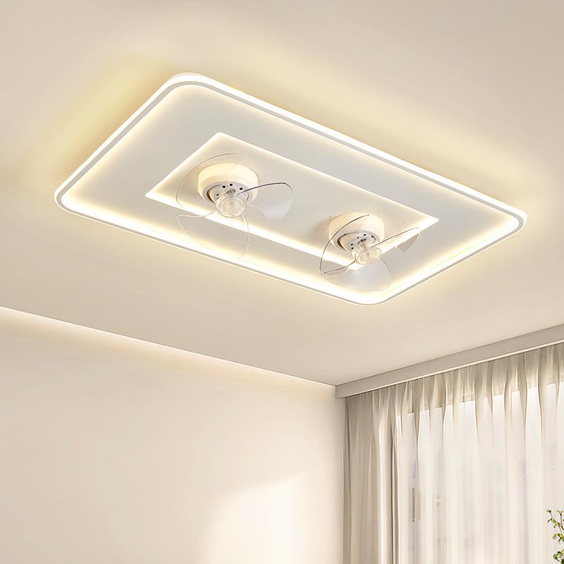 新长形智能语音客厅风扇灯创意方个款频性摇头变无品牌/一体全屋