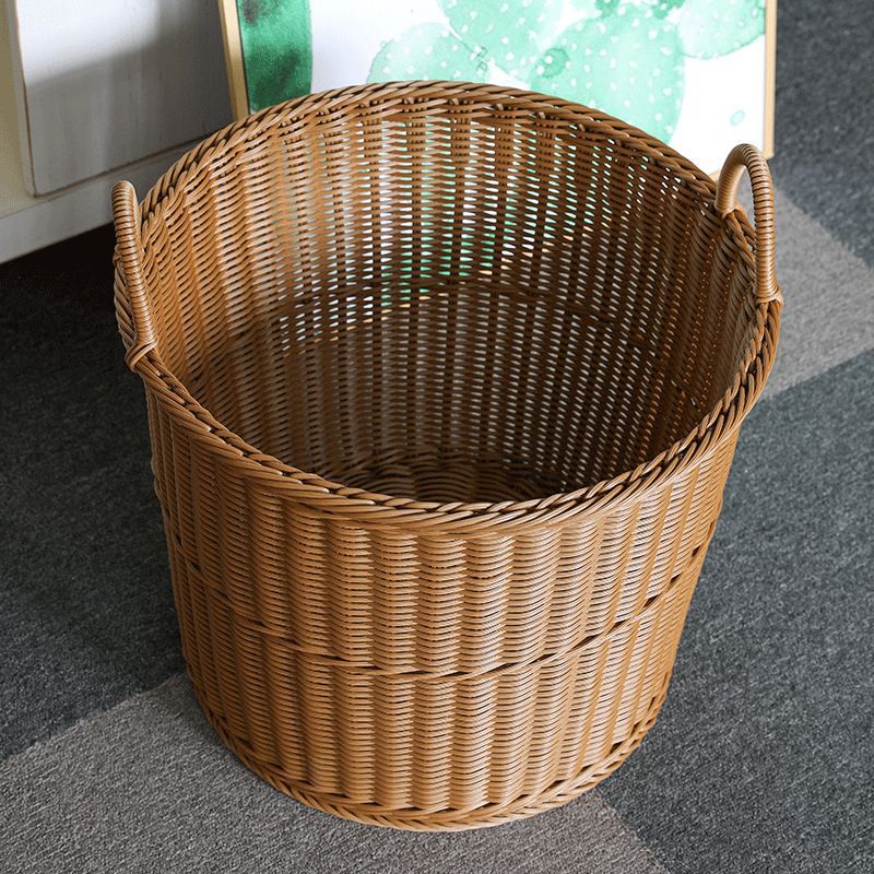 G1F藤编提手脏衣篮圆形衣服收纳浴室玩具塑料衣物家用洗衣篮子手