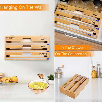 包分625配器带切割器屉壁锡箔纸保鲜膜装分配器厨房抽挂储存收纳