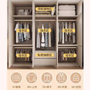 童全实木衣柜家TNO用卧室50m深出租房用简易c装儿推拉组门大衣橱