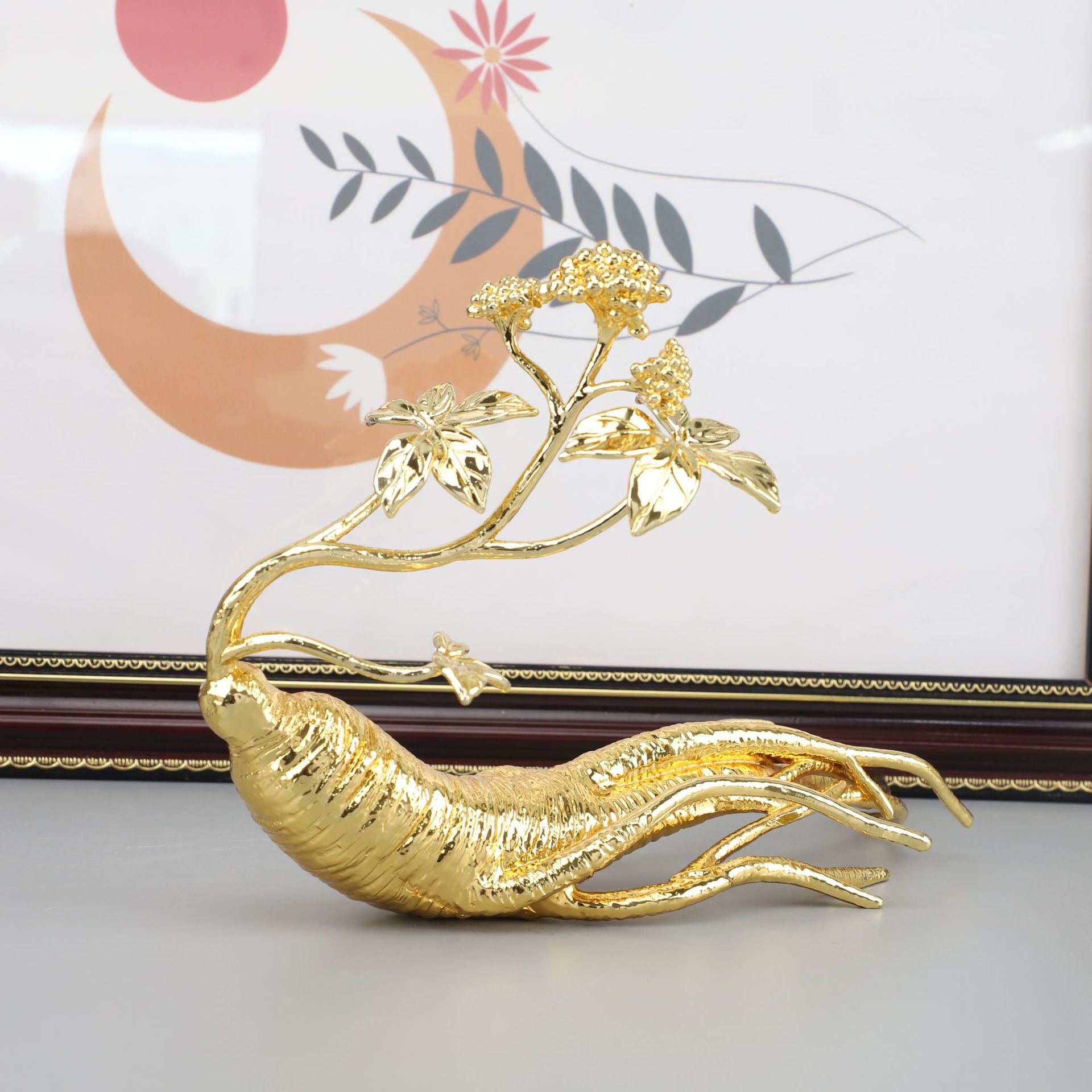 现代简约创意金属人参摆件样板房书房软装饰品家居玄关柜工艺品