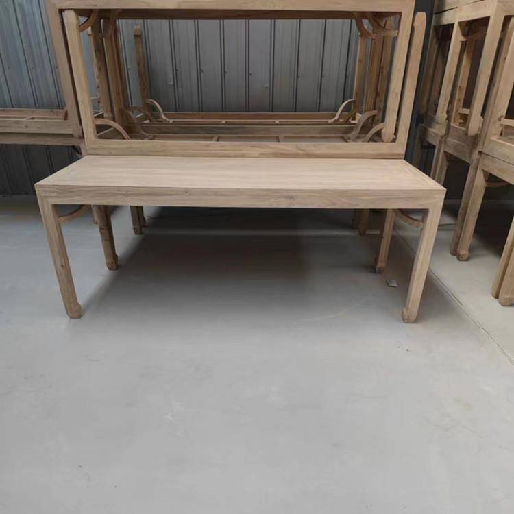 实木茶桌餐桌画案新中式茶台白茬白胚北方老榆木家具条桌工厂