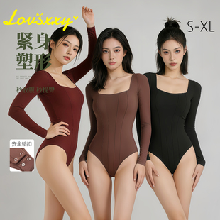 LOUSXXY秋冬带胸垫轻塑连体衣修身 收腹显瘦外穿内搭打底美体衣