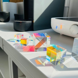 丁达尔效应水晶玻璃摆件太阳捕手棱光镜光之立方晶体折射桌面摆件