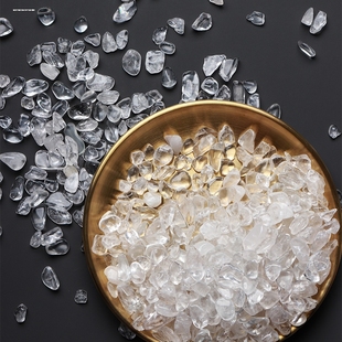 白水晶消磁石手链净化盒粉紫黑曜石碎石盒子御守盐水晶石摆件