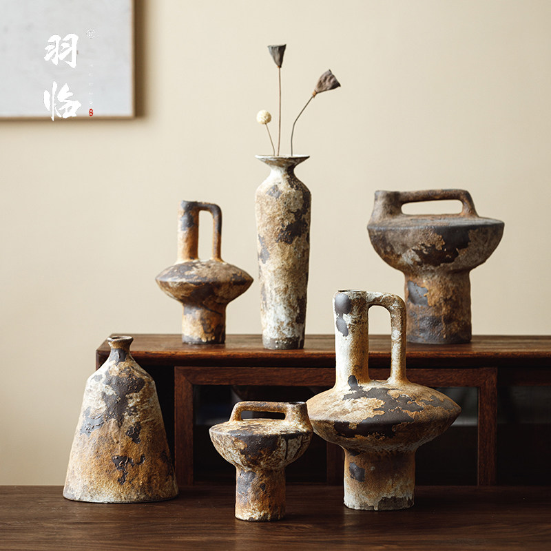 景德镇侘寂禅意斑驳插花器民宿装图片