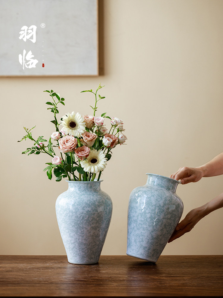 景德镇简约现代陶瓷花瓶干花新中式桌面陶罐水培花客厅装饰摆件,家居饰品,花瓶,淘宝优惠券,粉丝福利购,淘宝优惠卷